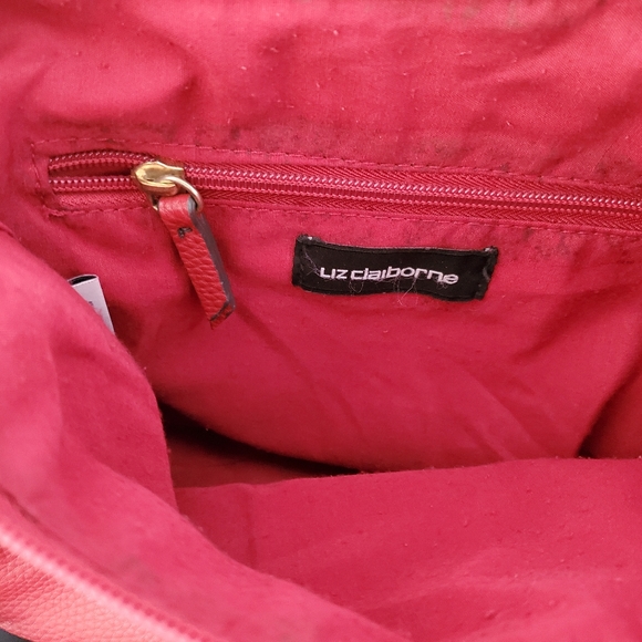 Liz Claiborne Handbag 7 1/2 x 11 1/2 x 5 ins Red Gold Tassled Adjustable Strap - Picture 4 of 4